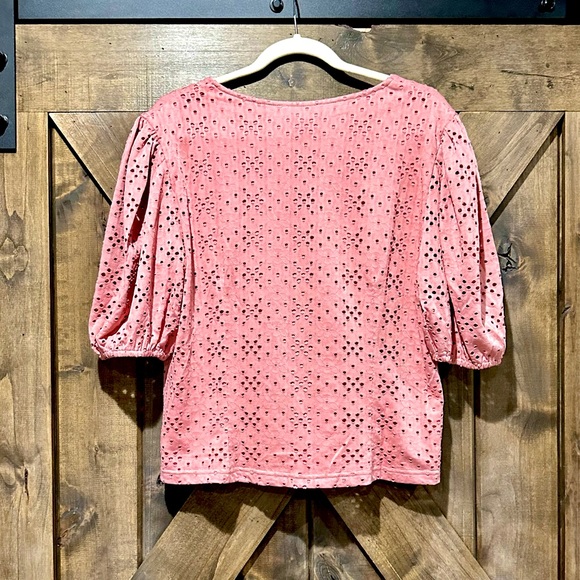 NWOT The Shirt Brand Pink Short Sleeve V-Neck Blouse - Picture 13 of 16